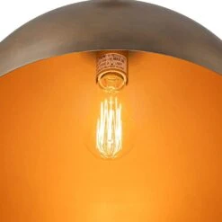 PCover 1-Light 23.6 In. W Dark Brass Pendant Light Industrial Minimalist Dome Hanging Light For Kitchens -Lamp Parts dark brass huoku pendant lights pd1062591 76 1000