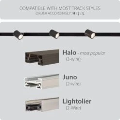 Charge Dark Bronze 5CCT Integrated LED Ceiling Hardwired Fixed Track Cylinder Head, H Track (2-Pack) -Lamp Parts dark bronze 2 pack wac limited track lighting heads h 8010 cs db 2 76 1000