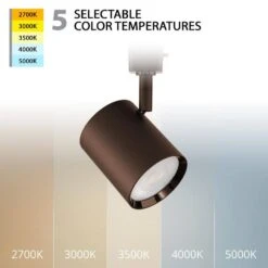 Charge Dark Bronze 5CCT Integrated LED Ceiling Hardwired Fixed Track Cylinder Head, H Track (6-Pack) -Lamp Parts dark bronze 6 pack wac limited track lighting heads h 8010 cs db 6 c3 1000