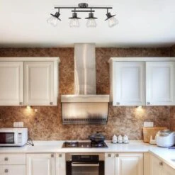 Globe Electric Nate 2 Ft. 4-Light Dark Bronze Track Lighting Kit With Clear Glass Shades -Lamp Parts dark bronze globe electric track lighting kits 59530 44 1000