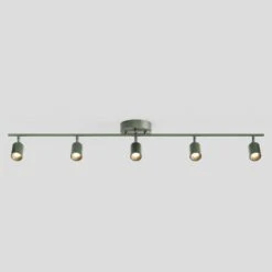 Shura Dark Olive Integrated LED Fixed Track Light Rotatable Cylinder Heads 4 Ft. Track Lighting Kit 3000 K 2450 Lumens