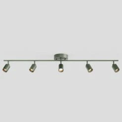 Shura Dark Olive Integrated LED Fixed Track Light Rotatable Cylinder Heads 4 Ft. Track Lighting Kit 3000 K 2450 Lumens -Lamp Parts dark olive vidalite track lighting kits ce1060074 fa 1000
