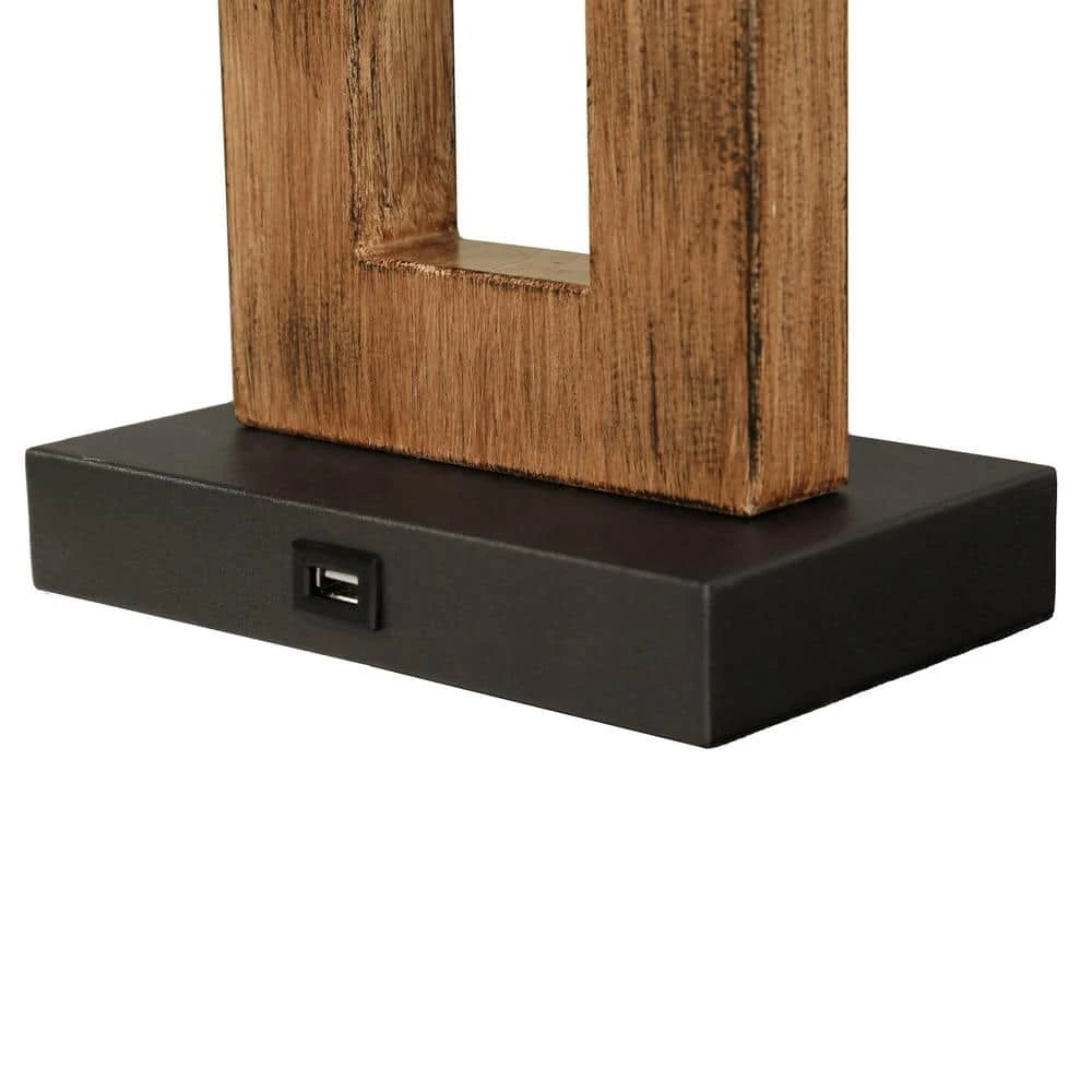 25.9 In. Wood USB Port Table Lamps With Shade (Set Of 2) 8 25.9 In. Wood USB Port Table Lamps With Shade (Set Of 2) - Image 6