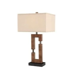 25.9 In. Wood USB Port Table Lamps With Shade (Set Of 2) 14 25.9 In. Wood USB Port Table Lamps With Shade (Set Of 2) -Lamp Parts dark wood pia ricco table lamps 1jay 2113dw 1 4f 1000