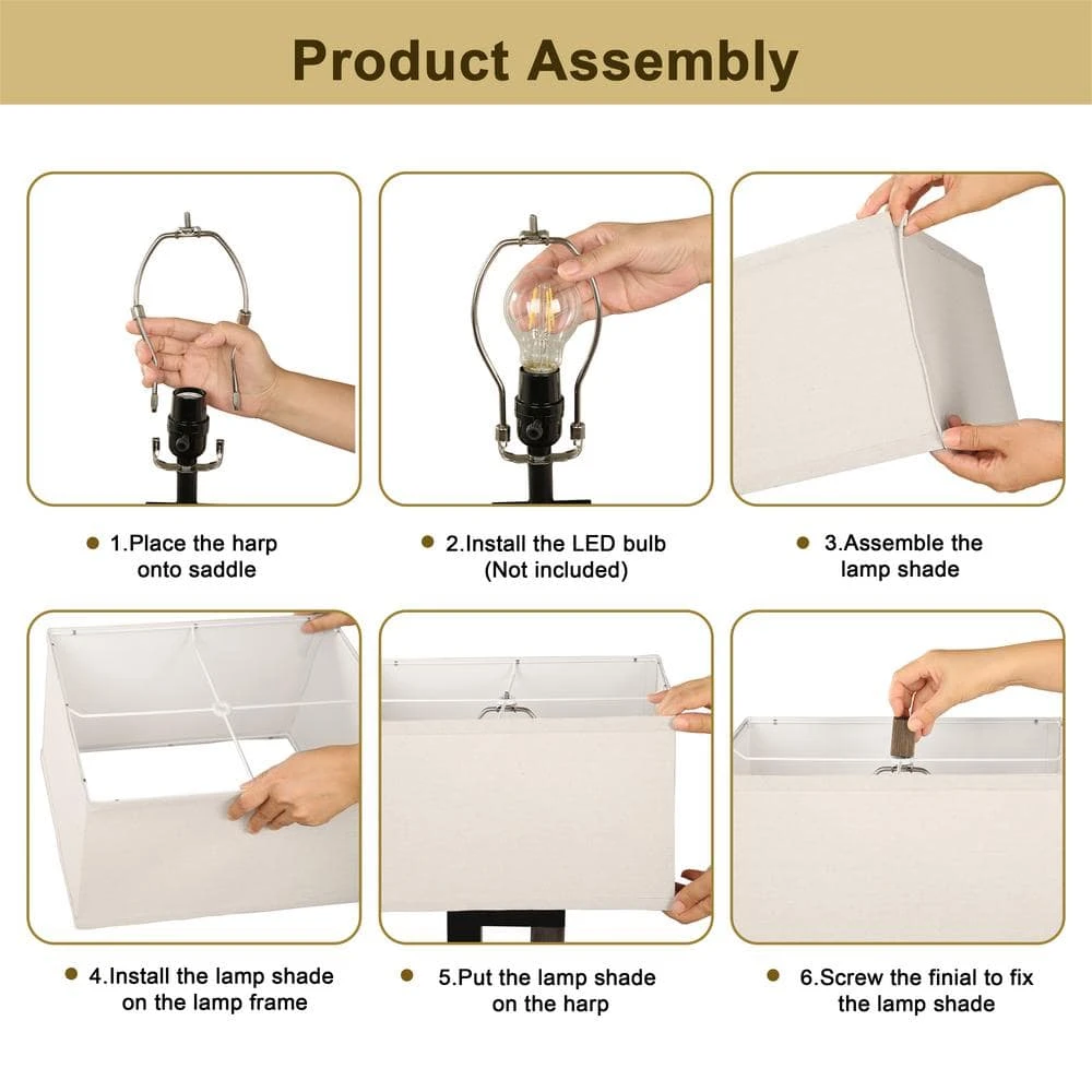 25.9 In. Wood USB Port Table Lamps With Shade (Set Of 2) 10 25.9 In. Wood USB Port Table Lamps With Shade (Set Of 2) - Image 8