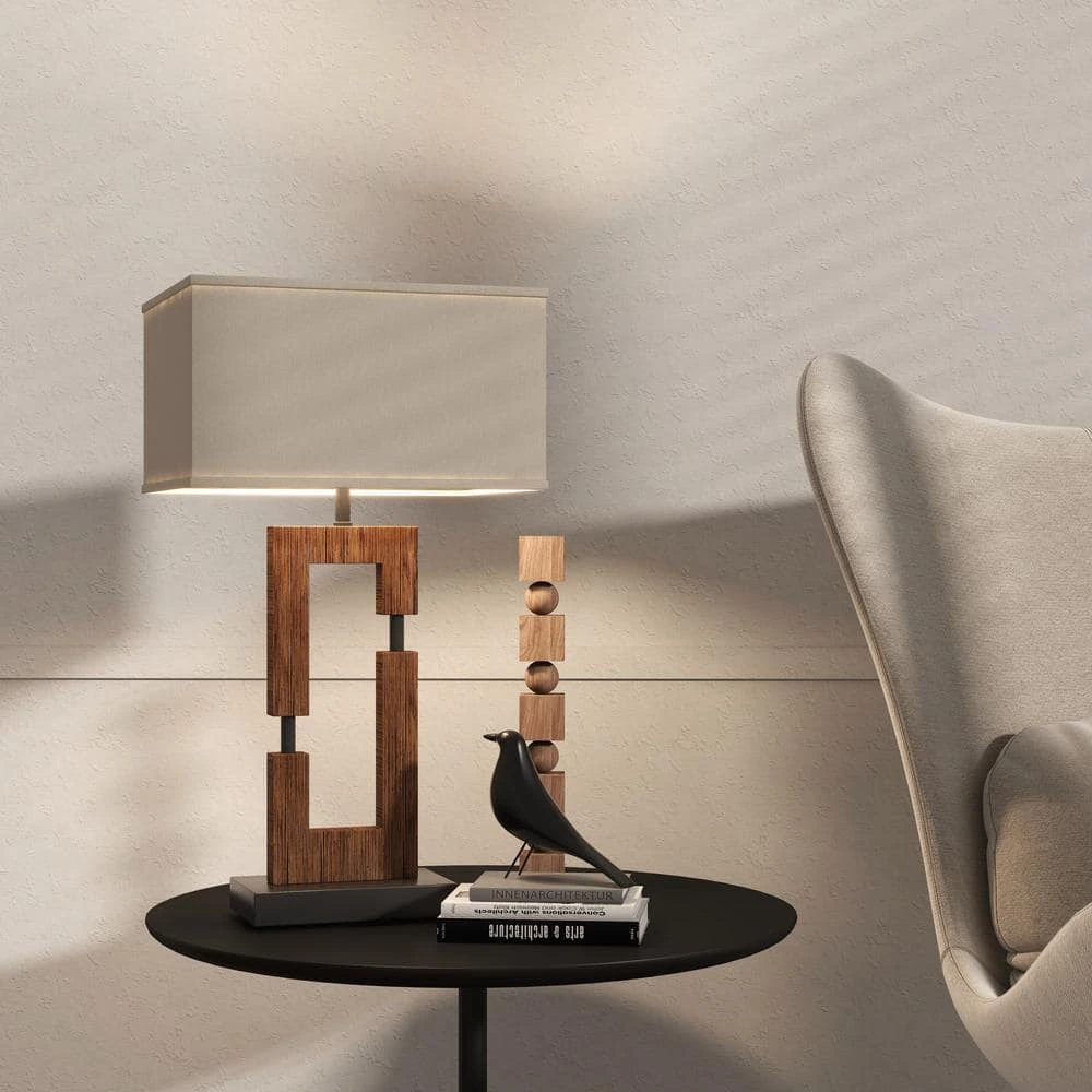 25.9 In. Wood USB Port Table Lamps With Shade (Set Of 2) 4 25.9 In. Wood USB Port Table Lamps With Shade (Set Of 2) - Image 2