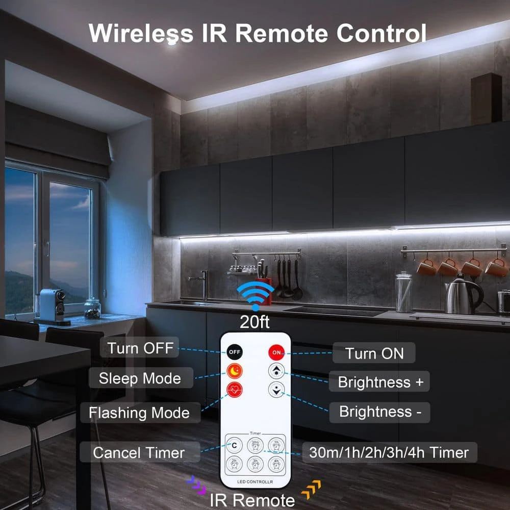 3 Pcs 12 In. Plug In Daylight White Integrated LED Under Cabinet Light, Dimmable Under Counter Light For Kitchen Cabinet 6 3 Pcs 12 In. Plug In Daylight White Integrated LED Under Cabinet Light, Dimmable Under Counter Light For Kitchen Cabinet - Image 4