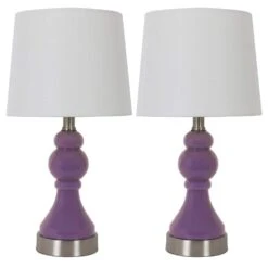 Draper 17.25 In. Blue Table Lamps With Shade And USB Ports (Set Of 2)