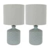 Della 17 In. Soft Blue Ceramic LED Table Lamps With Shade (Set Of 2)