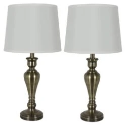 Marie Steel Touch Control Table Lamps, Set Of 2, Antique Brass