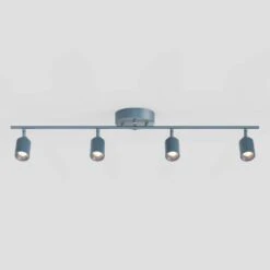 Shura Deep Navy Integrated LED Fixed Track Light Rotatable Cylinder Heads 3 Ft. Track Lighting Kit 3000 K 2240 Lumens