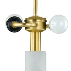 Concord 26.25 In. Dolomite And Gold Modern Metal Bedroom Living Room Bedside Desk Table Lamps USB Port Set Of 2 -Lamp Parts dolomite and gold maxax table lamps t178 wh 1f 1000