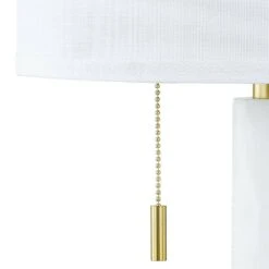 Concord 26.25 In. Dolomite And Gold Modern Metal Bedroom Living Room Bedside Desk Table Lamps USB Port Set Of 2 -Lamp Parts dolomite and gold maxax table lamps t178 wh 44 1000