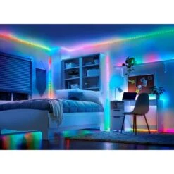 16.4FT RGBWIC Dynamic Color Changing Dimmable Linkable Plug-In LED Strip Light With Remote Control -Lamp Parts ecosmart led strip lights al tp rgbwic 16 31 1000