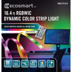 16.4FT RGBWIC Dynamic Color Changing Dimmable Linkable Plug-In LED Strip Light With Remote Control -Lamp Parts ecosmart led strip lights al tp rgbwic 16 c3 1000