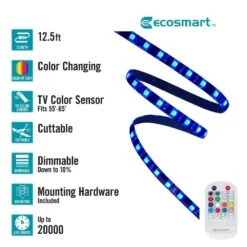 55" To 65" TV RGB Color Sensing Dimmable Plug-In LED Black TV Backlight With Remote Control -Lamp Parts ecosmart led strip lights lr1321 rgb tv e1 1000