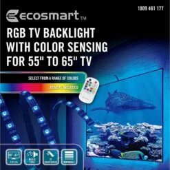 55" To 65" TV RGB Color Sensing Dimmable Plug-In LED Black TV Backlight With Remote Control -Lamp Parts ecosmart led strip lights lr1321 rgb tv fa 1000
