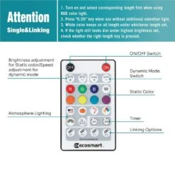 6.5 Ft. RGBWIC Dynamic Color Changing Dimmable Linkable Plug-In LED Neon Flex Strip Light With Remote Control -Lamp Parts ecosmart led strip lights lr1321 rgbwic n 1f 1000 1