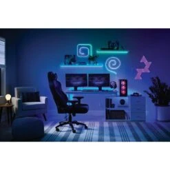 6.5 Ft. RGBWIC Dynamic Color Changing Dimmable Linkable Plug-In LED Neon Flex Strip Light With Remote Control -Lamp Parts ecosmart led strip lights lr1321 rgbwic n a0 1000 1