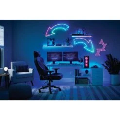 9 Ft. RGBWIC Dynamic Color Changing Dimmable Plug-In LED Neon Flex Strip Light With Memory Wire Function And Remote -Lamp Parts ecosmart led strip lights lr1321 rgbwic n a0 1000 2