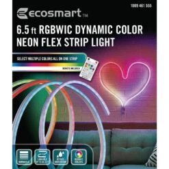 6.5 Ft. RGBWIC Dynamic Color Changing Dimmable Linkable Plug-In LED Neon Flex Strip Light With Remote Control -Lamp Parts ecosmart led strip lights lr1321 rgbwic n fa 1000 1