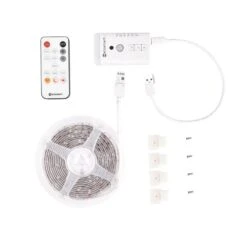 9.8 Ft. Battery Operated Dimmable Linkable Bright White LED Strip Light With Motion Sensor And Remote Control -Lamp Parts ecosmart led strip lights lr411u 2 4x7 u 1f 1000