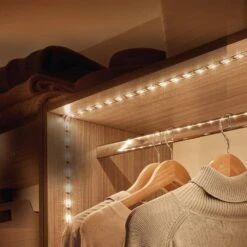 9.8 Ft. Battery Operated Dimmable Linkable Bright White LED Strip Light With Motion Sensor And Remote Control -Lamp Parts ecosmart led strip lights lr411u 2 4x7 u 40 1000