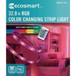 32.8 Ft. RGB Color Changing Dimmable LED Strip Light With Remote Control -Lamp Parts ecosmart led strip lights lr431u 7 2x5ir3 fa 1000