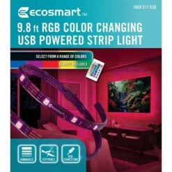 9.8 Ft. RGB Color Changing Dimmable USB Powered LED Black Strip Light With Remote Control -Lamp Parts ecosmart led strip lights lr431u 7 2x7ir3 4f 1000
