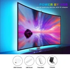 16.4 Ft. RGB Color Changing Dimmable USB Powered LED Strip Light With Remote Control -Lamp Parts ecosmart led strip lights ls520h 16f 40 1000