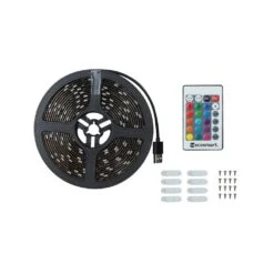 16.4 Ft. RGB Color Changing Dimmable USB Powered LED Strip Light With Remote Control -Lamp Parts ecosmart led strip lights ls520h 16f 77 1000