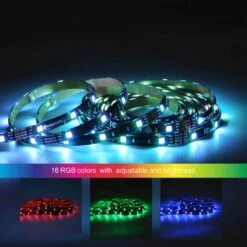 16.4 Ft. RGB Color Changing Dimmable USB Powered LED Strip Light With Remote Control -Lamp Parts ecosmart led strip lights ls520h 16f a0 1000