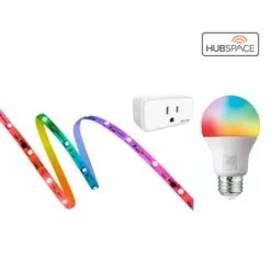 Smart Home Starter Kit Including Color Changing LED Strip Light, Smart Bulb And Smart Plug, Powered By Hubspace -Lamp Parts ecosmart led strip lights lt11a65kit400 fa 1000
