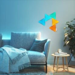 Smart Color Changing Dimmable 5 Geometric Triangle LED Light Panels Powered By Hubspace 12 Smart Color Changing Dimmable 5 Geometric Triangle LED Light Panels Powered By Hubspace -Lamp Parts ecosmart smart light panels sqhdk03 5tw 1f 1000