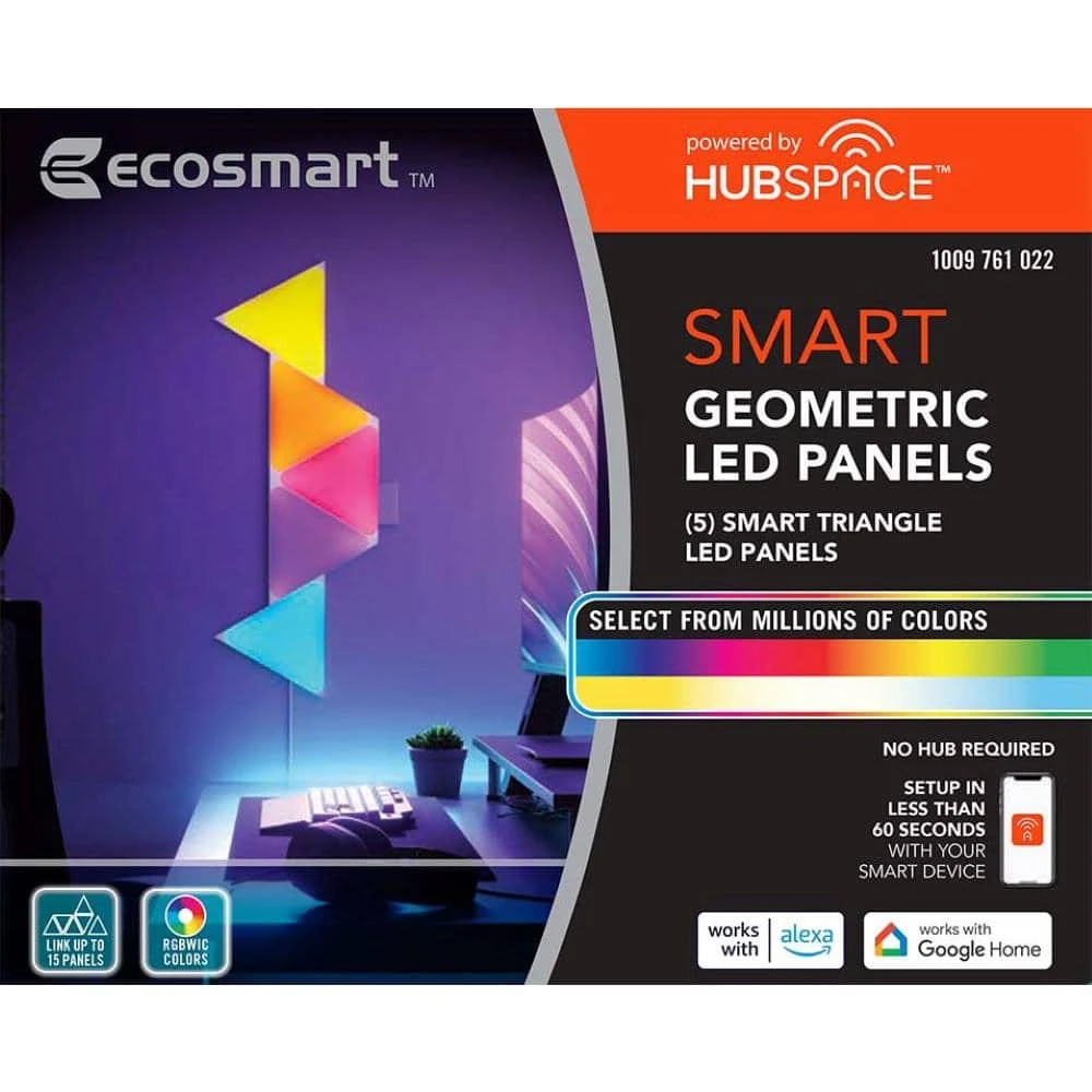 Smart Color Changing Dimmable 5 Geometric Triangle LED Light Panels Powered By Hubspace 4 Smart Color Changing Dimmable 5 Geometric Triangle LED Light Panels Powered By Hubspace - Image 2