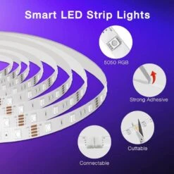 65 Ft. Smart Plug-in Dimmable Cuttable Color Changing Integrated LED WiFi Strip Light With Alexa And Google Assistant -Lamp Parts ekieudl led strip lights 27e035ph007 76 1000