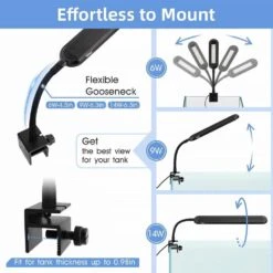 Multi-Color Mini Clip-on Aquarium Light With Built-in Timer And USB Port, Black -Lamp Parts ekieudl night lights 27e101ph020 44 1000