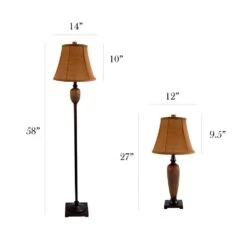 3-Piece Hammered Bronze Lamp Set (2 Table Lamps, 1 Floor Lamp) -Lamp Parts elegant designs lamp sets lc1000 hbz c3 1000