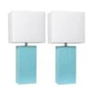 21 In. Modern Aqua Leather Table Lamps With White Fabric Shades (2-Pack) -Lamp Parts elegant designs lamp sets lc2000 aqu 2pk 64 1000