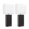 21 In. Modern Espresso Brown Leather Table Lamps With White Fabric Shades (2-Pack) -Lamp Parts elegant designs lamp sets lc2000 bwn 2pk 64 1000