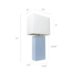 21 In. Modern Periwinkle Leather Table Lamps With White Fabric Shades (2-Pack) -Lamp Parts elegant designs lamp sets lc2000 pwk 2pk 1f 1000