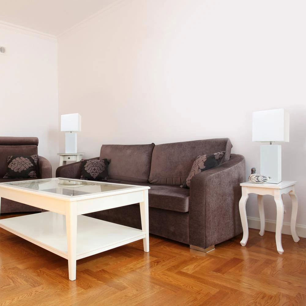 21 In. Modern White Leather Table Lamps With White Fabric Shades (2-Pack) 7 21 In. Modern White Leather Table Lamps With White Fabric Shades (2-Pack) - Image 5