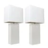 21 In. Modern White Leather Table Lamps With White Fabric Shades (2-Pack) -Lamp Parts elegant designs lamp sets lc2000 wht 2pk 64 1000