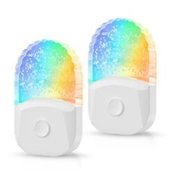 2-Pack RGB LED Night Lights Plug Into Wall, 8-Color Changing With Sensor, Dimmable Nightlight For Kids Bedroom, Bathroom