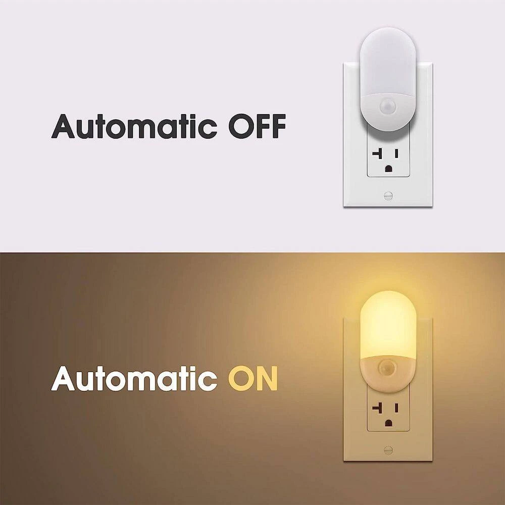 2-Pack Plug-In White Dimmable Night Lights With Dusk-to-Dawn Sensor, 3000K Warm White, Modern Integrated LED Night Light 7 2-Pack Plug-In White Dimmable Night Lights With Dusk-to-Dawn Sensor, 3000K Warm White, Modern Integrated LED Night Light - Image 5
