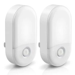 2-Pack Plug-In White Dimmable Night Lights With Dusk-to-Dawn Sensor, 3000K Warm White, Modern Integrated LED Night Light