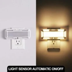 Night Light With Dusk To Dawn Sensor Adjustable 30/60LM Daylight White (2-Pack) -Lamp Parts emeritpro night lights hg gy06502us 2ap3 44 1000