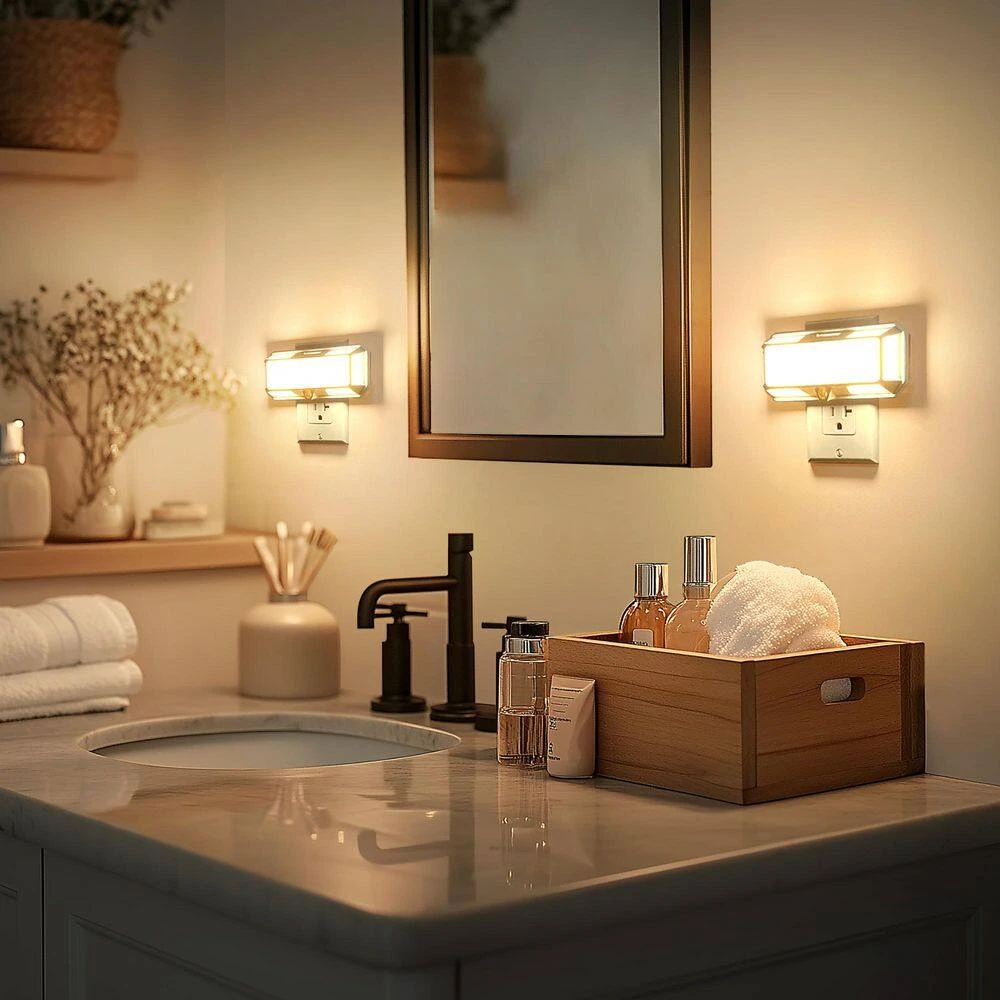 6-Pack 2W Plug-in White Light-Sensitive Night Light, Solar-Like Wall Lamp, 3000K Warm Light, Adjustable Brightness 4 6-Pack 2W Plug-in White Light-Sensitive Night Light, Solar-Like Wall Lamp, 3000K Warm Light, Adjustable Brightness - Image 2