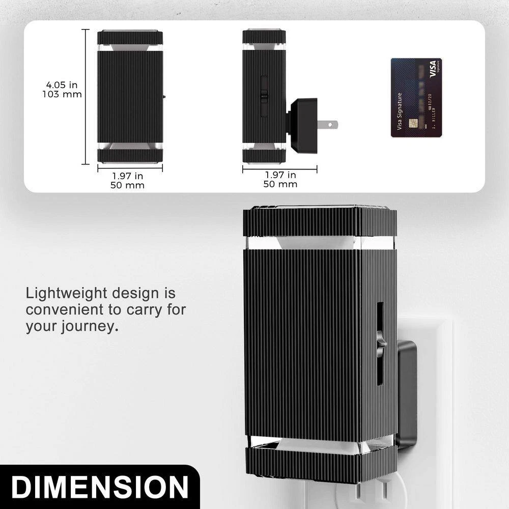 6-Pack Plug-in Light Control Night Light White Frosted Square Wall Lamp Black Base Warm 3000K With Sliding Dimmer 5 6-Pack Plug-in Light Control Night Light White Frosted Square Wall Lamp Black Base Warm 3000K With Sliding Dimmer - Image 3