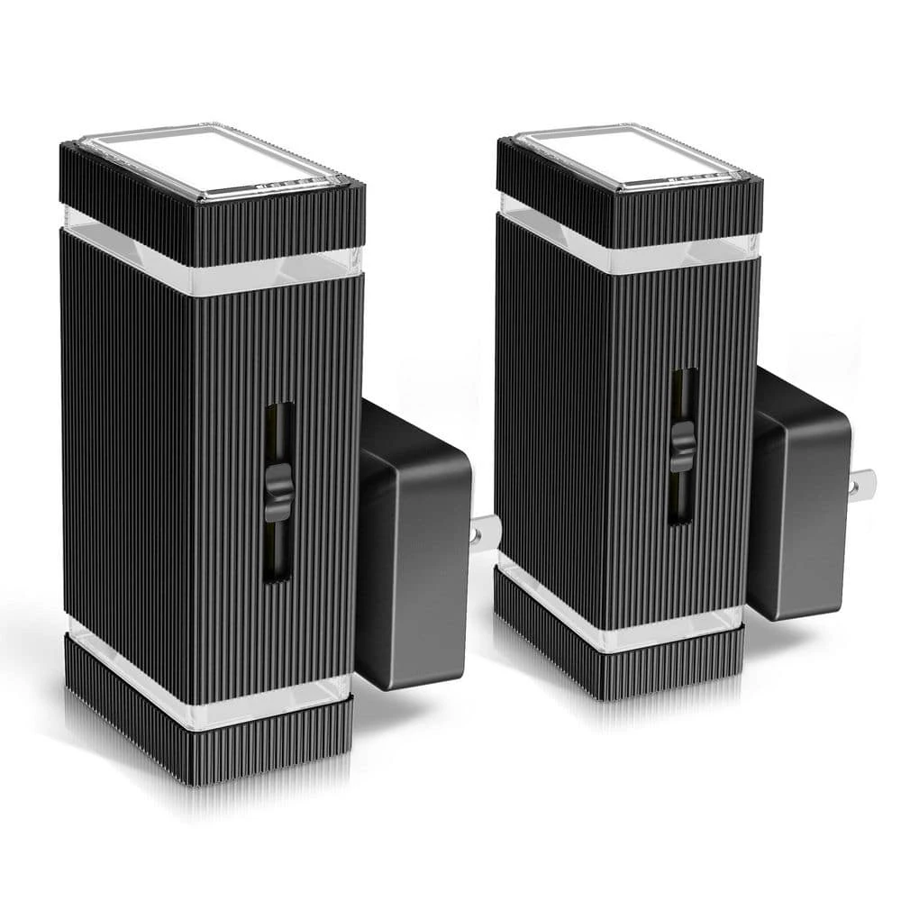 6-Pack Plug-in Light Control Night Light White Frosted Square Wall Lamp Black Base Warm 3000K With Sliding Dimmer 3 6-Pack Plug-in Light Control Night Light White Frosted Square Wall Lamp Black Base Warm 3000K With Sliding Dimmer